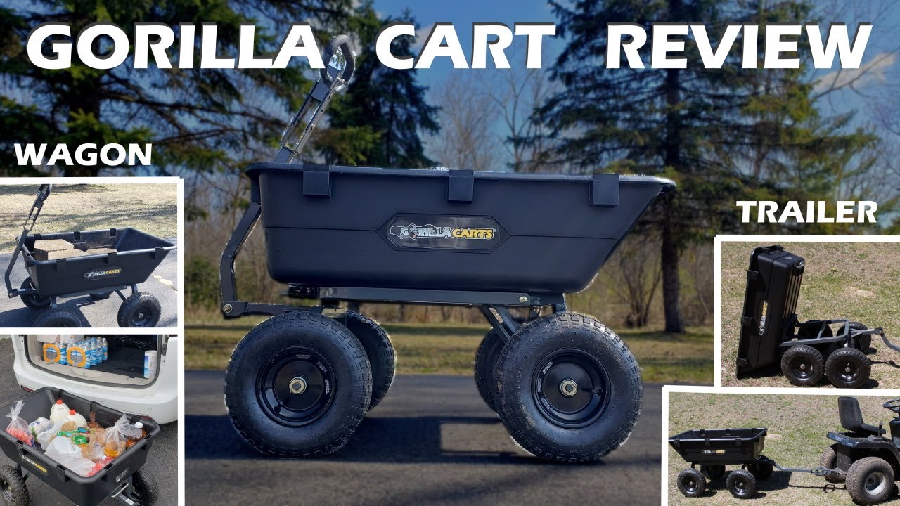 Gorilla Cart — обзор 1200-фунтовой тележки/тачки/прицепа — GOR866D — тяжёлый садовый самосвал