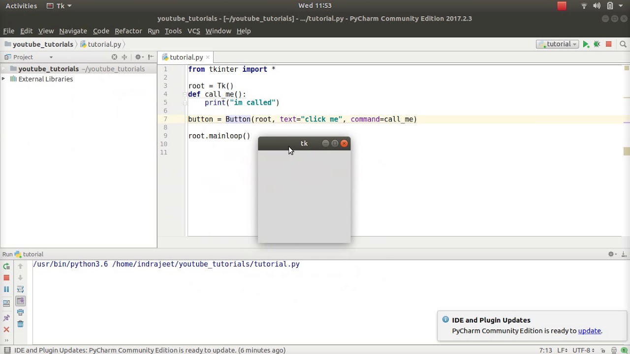 Python GUI Tutorial - 5 -  Binding functions to Buttons
