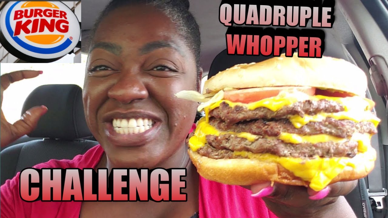 QUADRUPLE BURGER CHALLENGE!!! |BURGER KING WHOPPER MUKBANG!