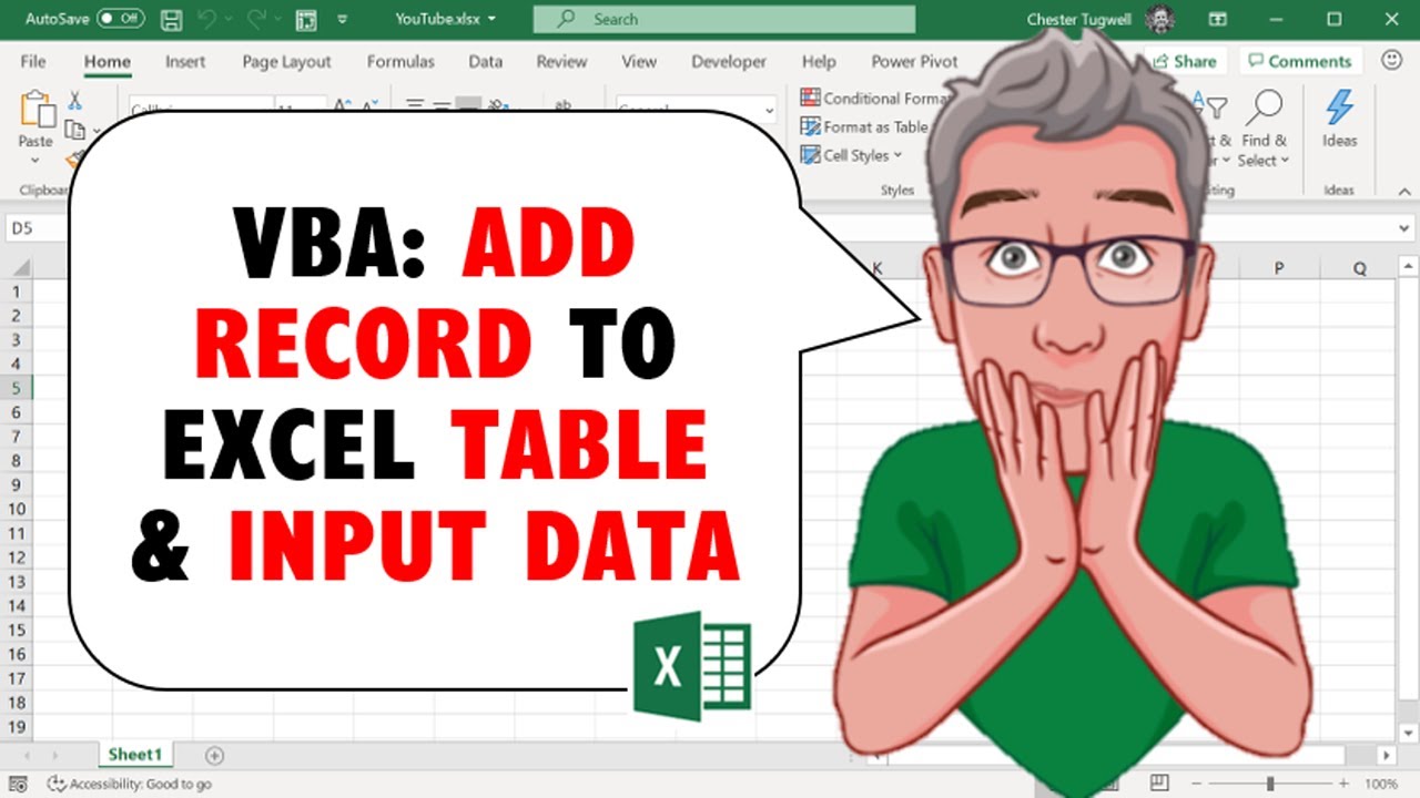Excel VBA to Add Record To Excel Table & Input Data