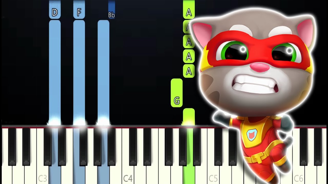 Talking Tom Hero Dash - Rooftop lcy Cave Theme Song (Piano Tutorial)