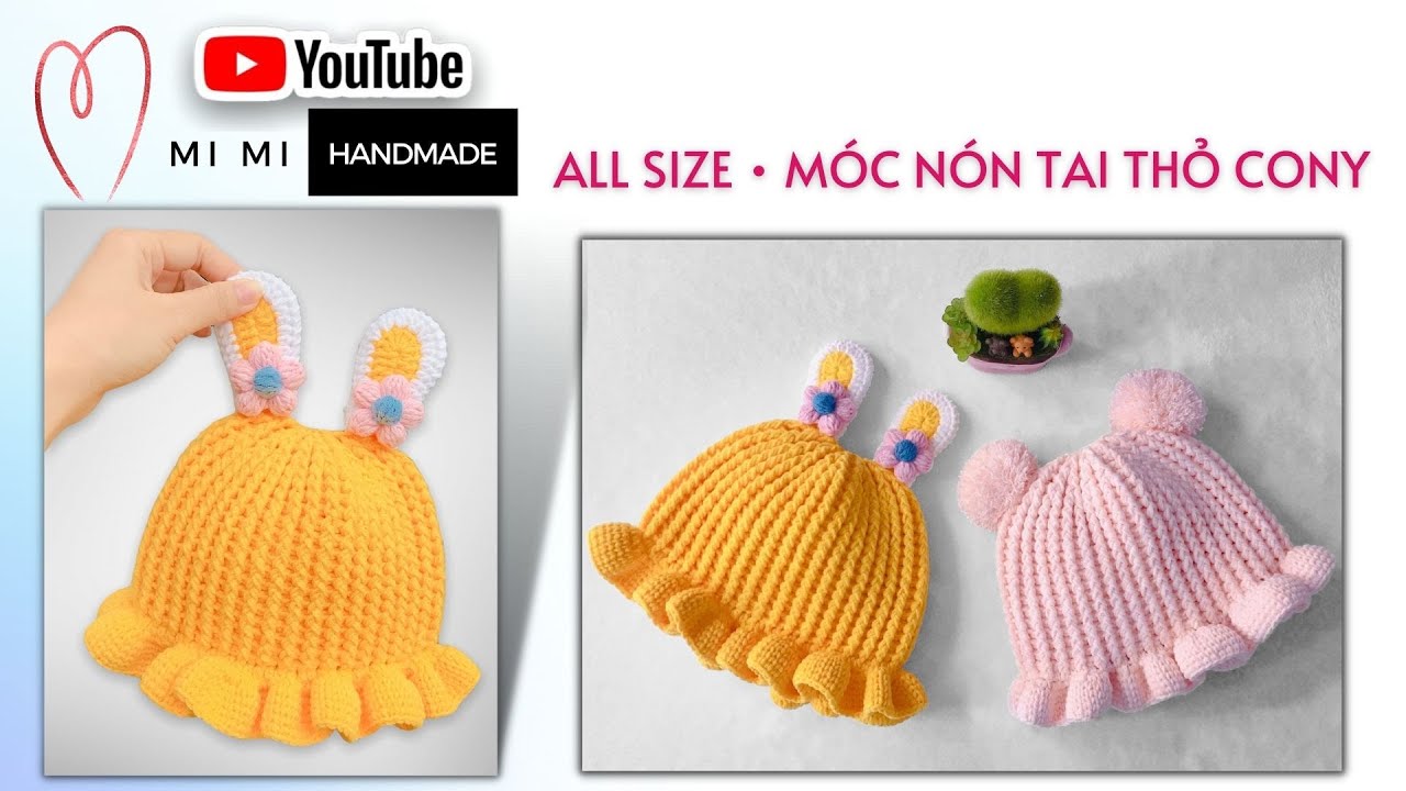 Móc Nón Tai Thỏ Cony 🐰, PomPom Đáng Yêu Cho Bé | All Sizes| Cute Bunny Hat Tutorial | Mimi Handmade