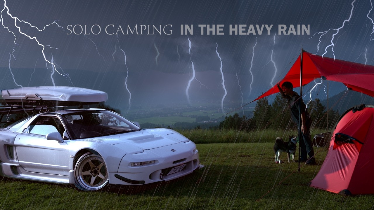 Кемпинг NSX с собакой в самую сильную ГРОЗУ. Опасный гром и удар молнии. Природа ASMR.