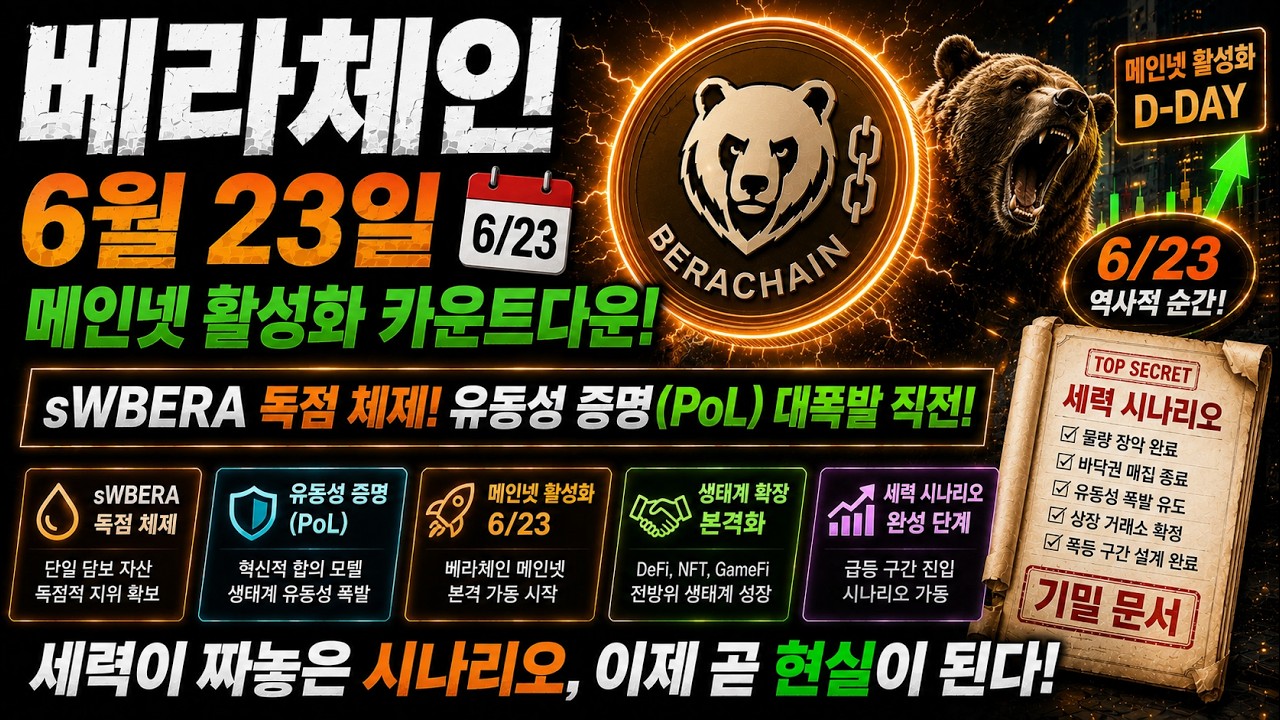 [베라체인] 6월 23일 메인넷 활성화 카운트다운! sWBERA 독점 체제와 유동성 증명(PoL) 대폭발 직전 세력이 짜놓은 소름 돋는 시나리오!