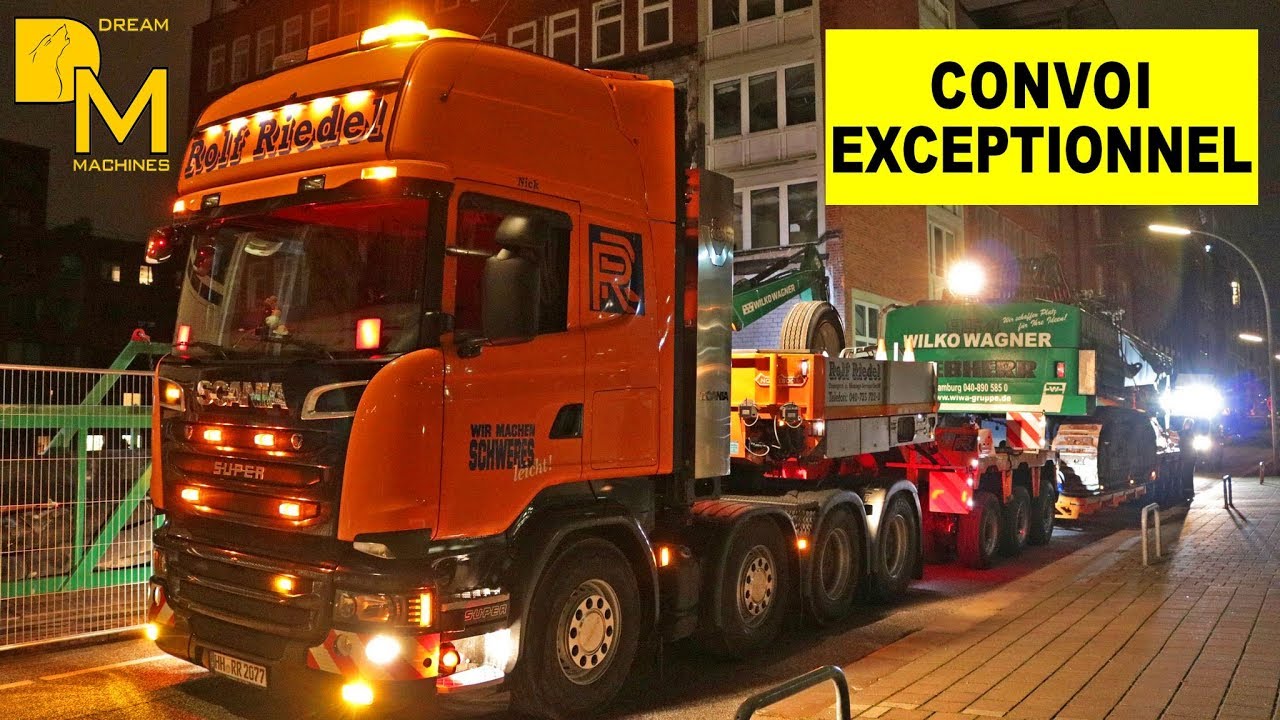 SCANIA V8 Heavy haulage transport 🚧⚠️LIEBHERR R954C  90 tons high reach demolition excavator