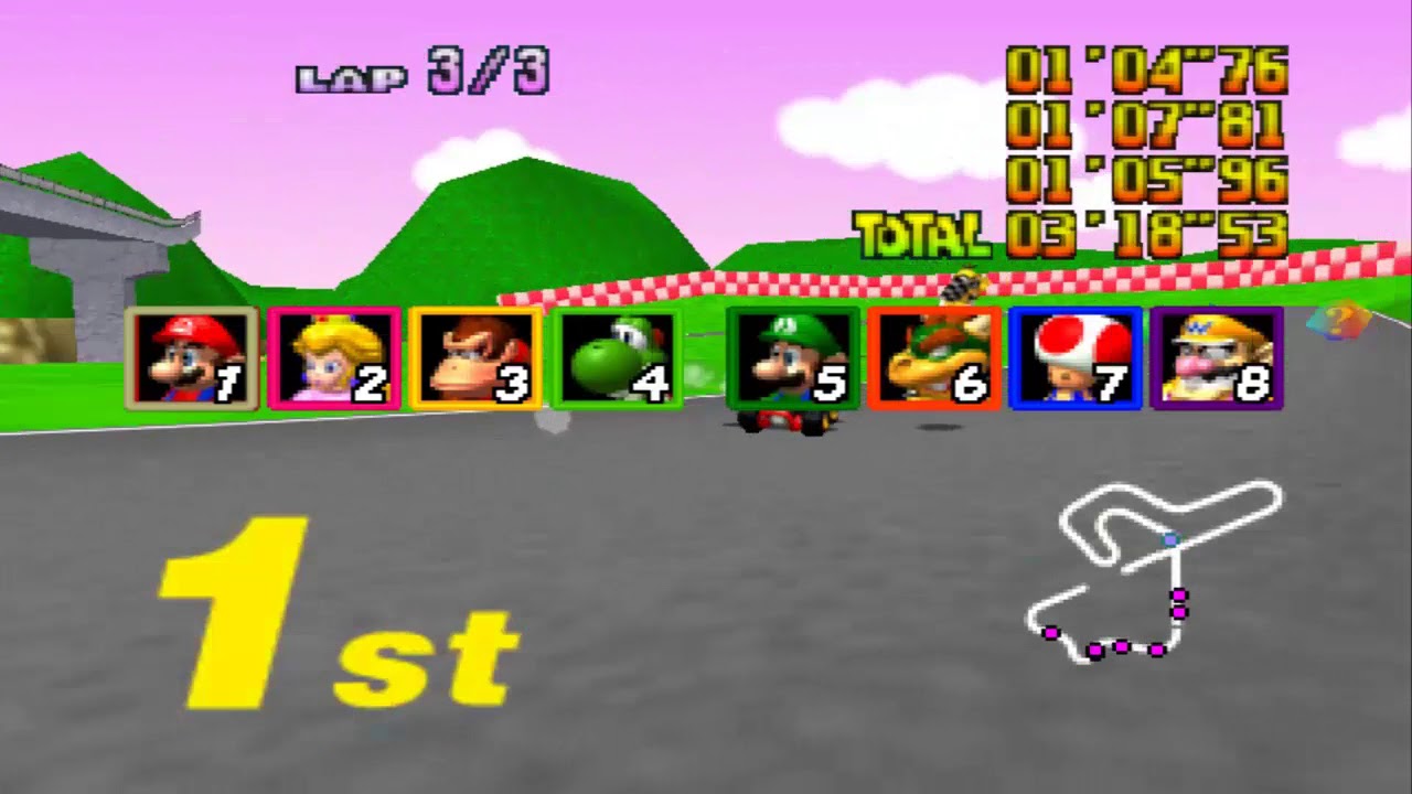 Mario Kart 64 Walkthrough Star Cup 150cc [1st place in all stages] Part 2/2