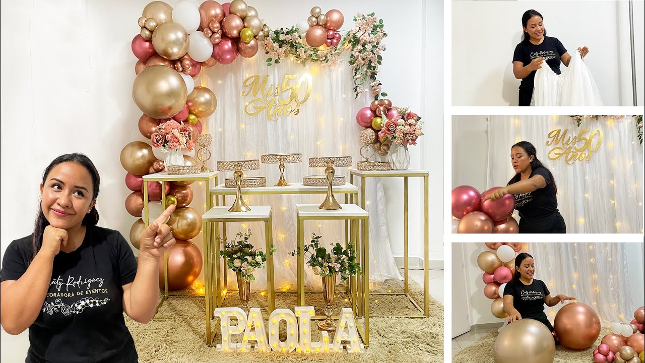 Como Hacer un Arco de Globos - Decoración con Tela Tul - Balloon Garland for Birthday🌸💖
