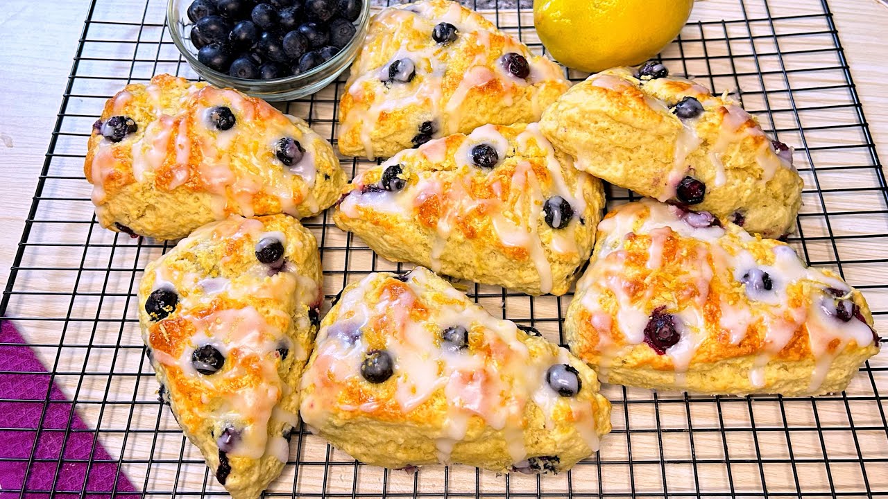 Easy Glazed Lemon Blueberry Scones With Greek Yoghurt | So Delicious!