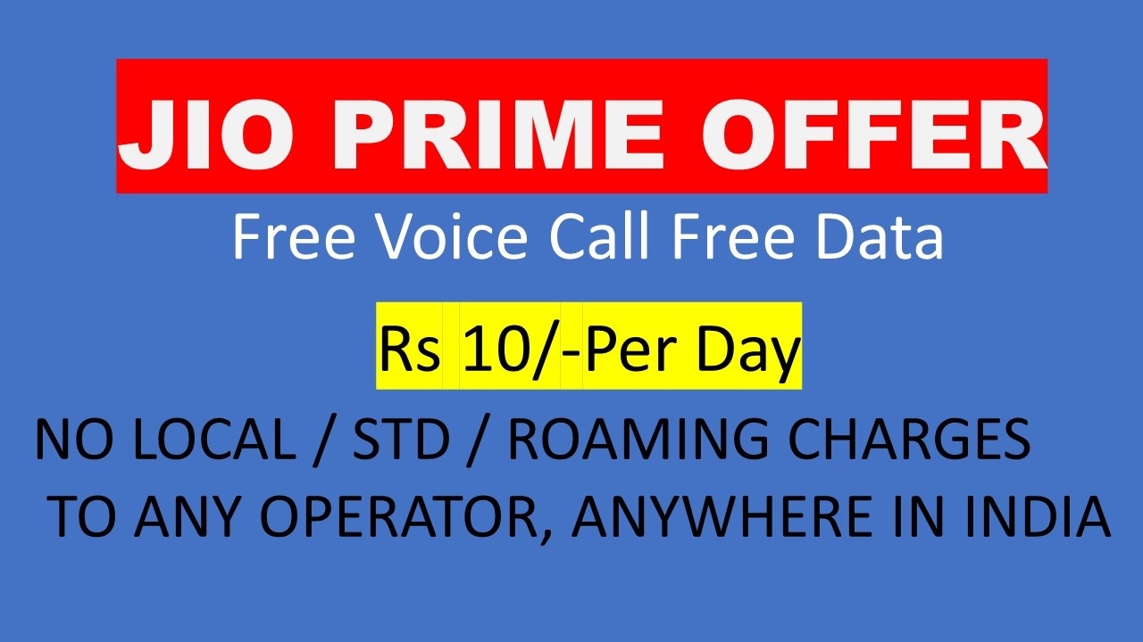 Jio Prime Offer | Unlimited Call and  Data Free  for 1 Year