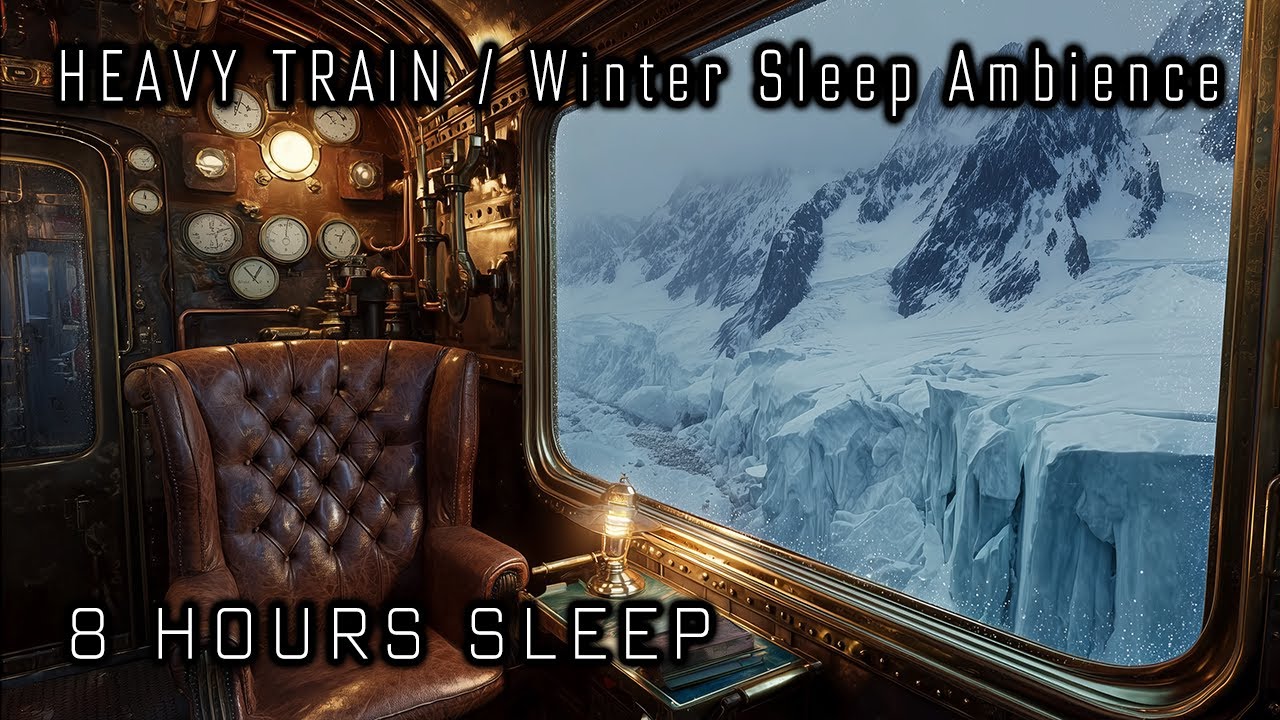Heavy Industrial Train in Blizzard: Cozy Winter Ambience | 8 Hours Deep Sleep