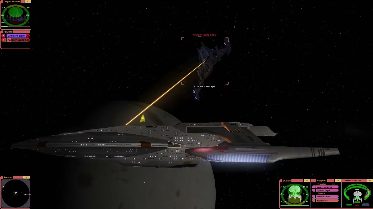 DJ Curtis DS Raptor vs Dominion Light Cruise and Founder Alpha |RM Orion| Star Trek Bridge Commander
