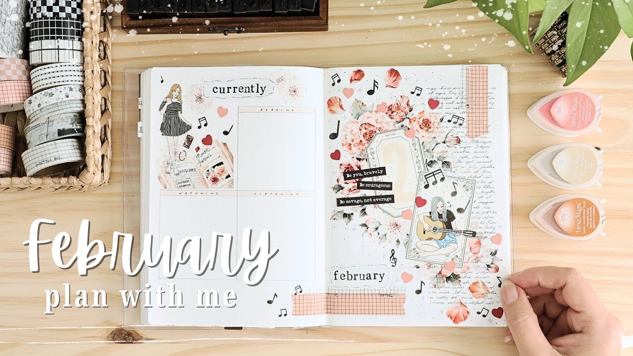 Февральский ежедневник в стиле Bullet Journal | Планируйте вместе со мной | Дневник-коллаж | Твор...