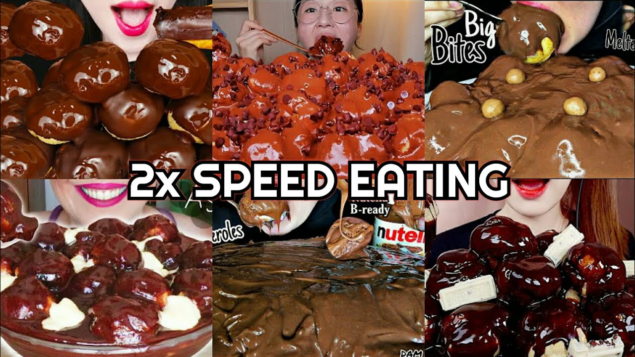 Too Much!! Chocolate Profiterole Desserts Mukbang | ASMR 2x Speed Eating Show