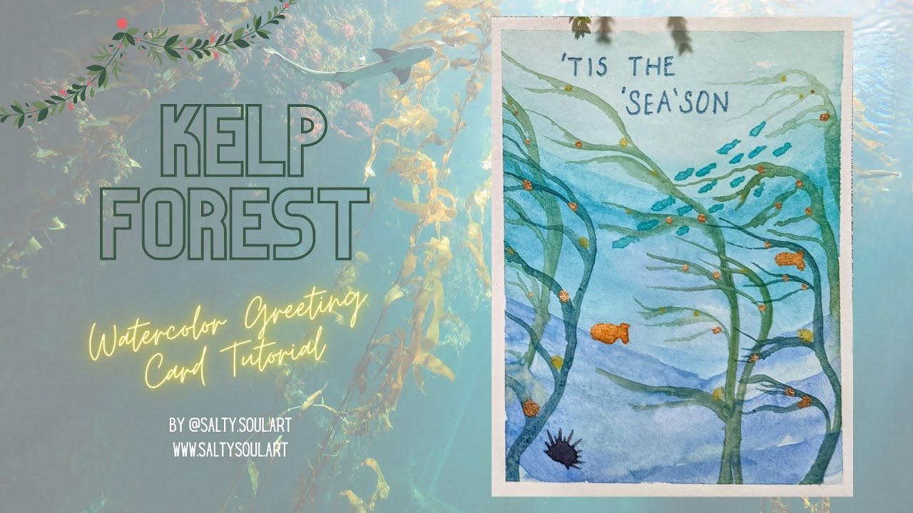 Ocean Kelp Forest Watercolor Tutorial - Greeting Card