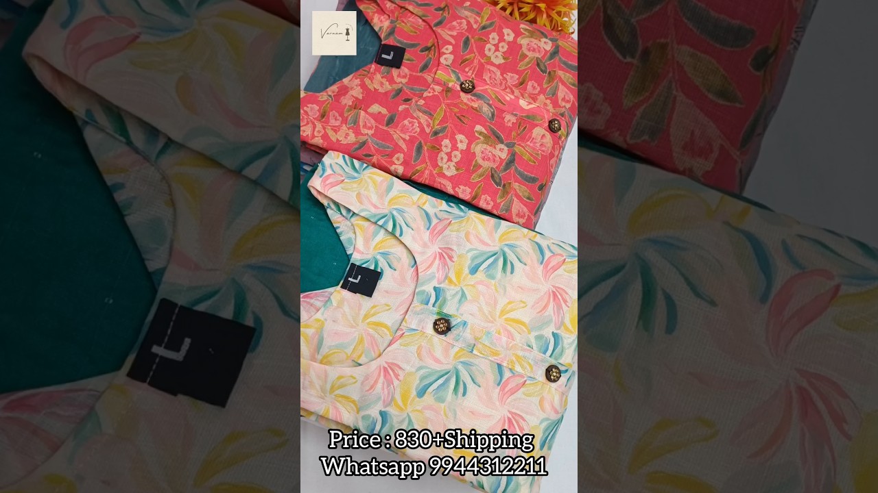 Linen Slub cotton Kurti Sets Whatsapp 9944312211 Varnam Kurtis