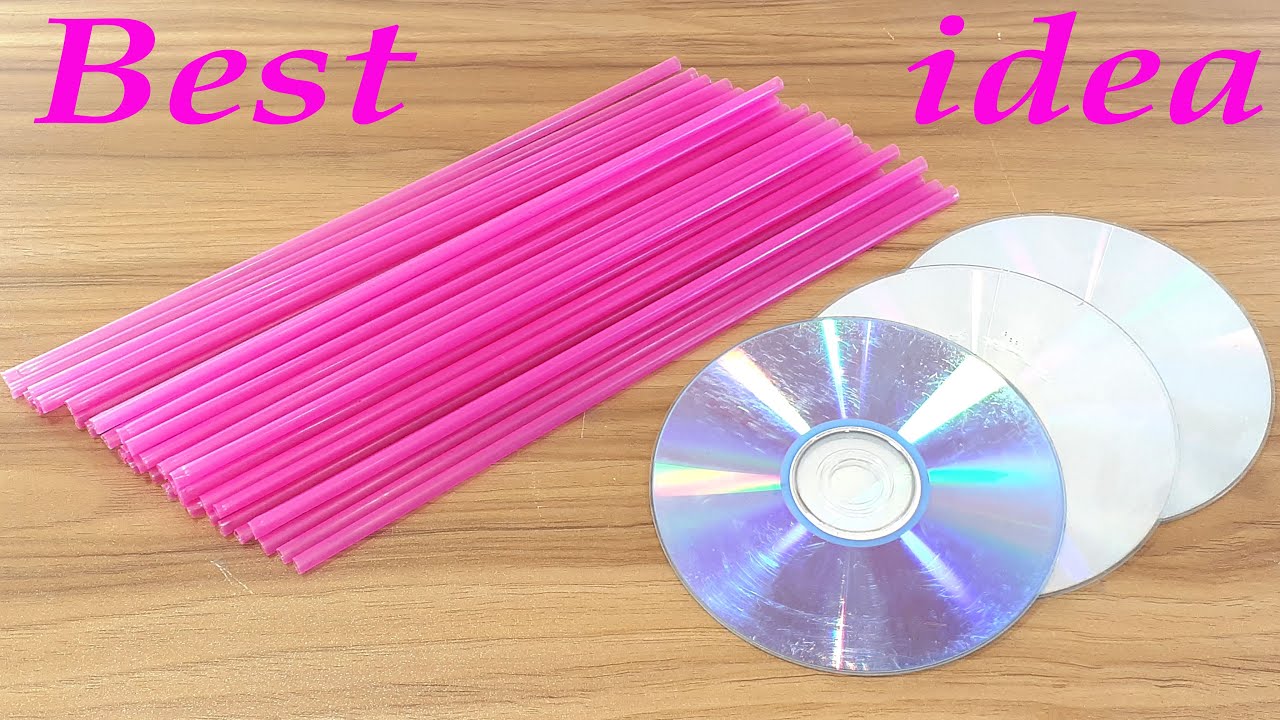 WASTE CD DISC & PLASTIC PIPE REUSE IDEA FOR HOME DECORATION | BEST OUT OF WASTE