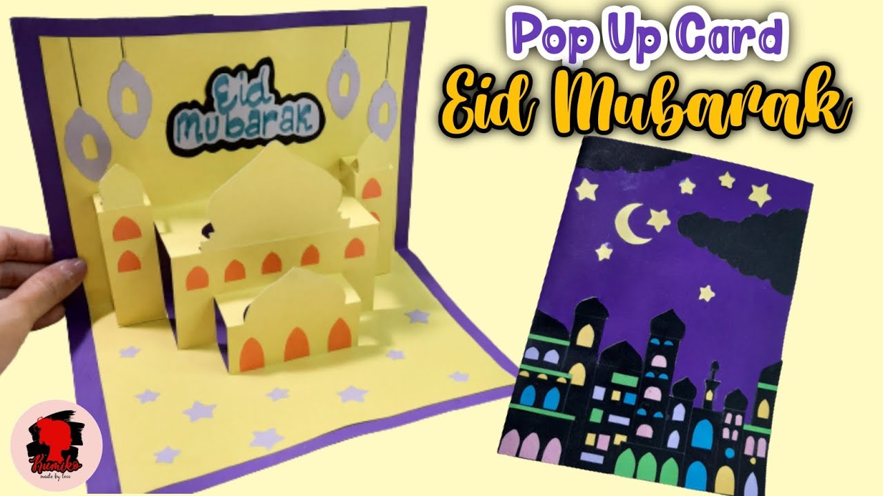 DIY Pop Up Eid Mubarak Card/Cara Membuat Kartu Ucapan Lebaran Idul Fitri/Kartu Ucapan Hari Raya