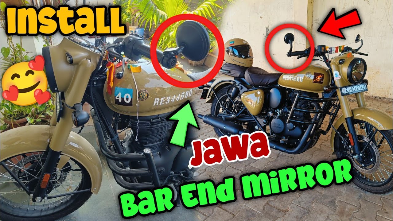 INSTALL JAWA BAR END MIRROR 🔥IN 2023 ROYAL ENFIELD BIKE ❤️👌!