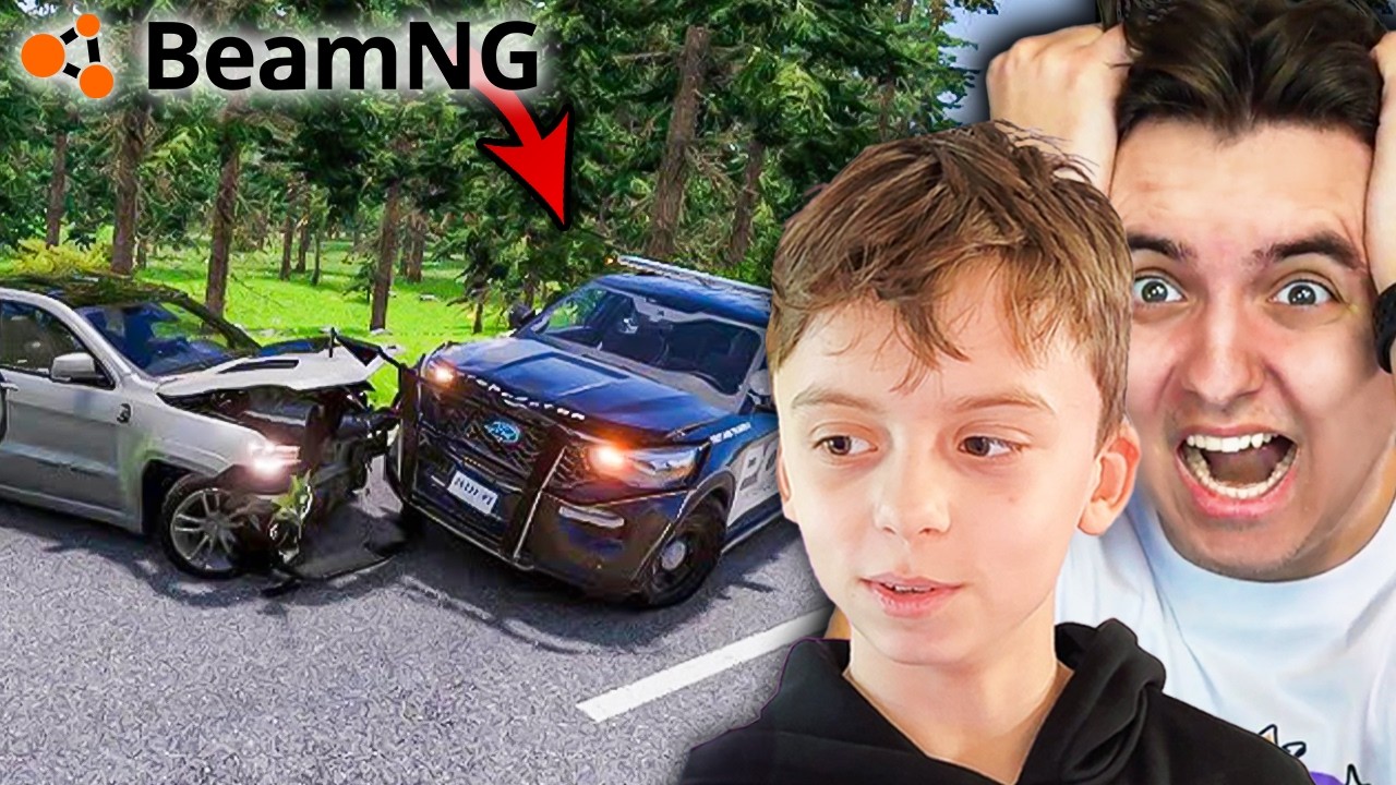 Mlad&scaron;&iacute; Br&aacute;cha Hraje Poprv&eacute; BeamNG.drive! (driftuje, ut&iacute;k&aacute; policii)