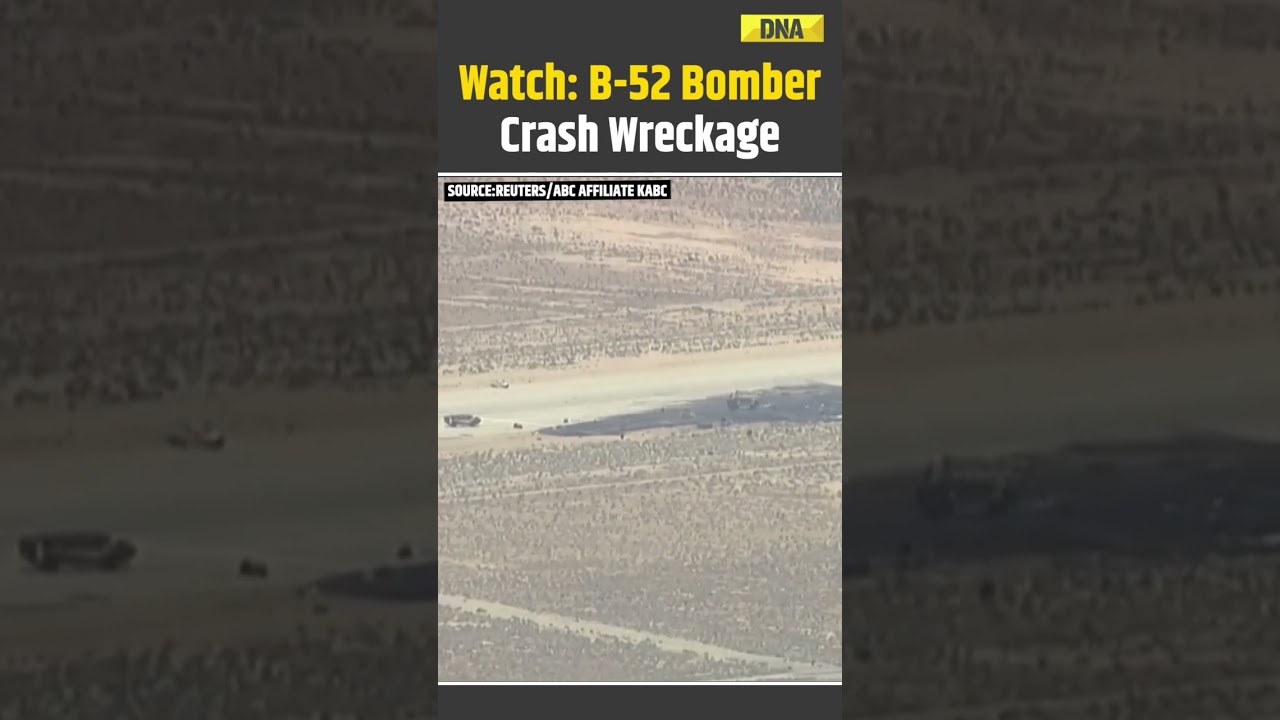 US News: Aerial Visuals Show Aftermath Of US Air Force B-52 Bomber Crash In California | B52 Bomber