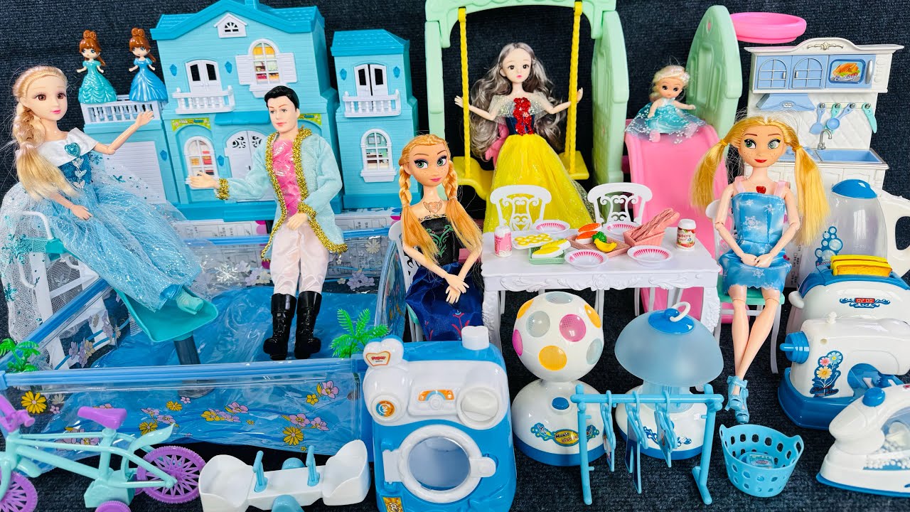 11 Mins Satisfying With Unboxing Cute Frozen Princess Dream House |Pool Party Play Set | Toys ASMR