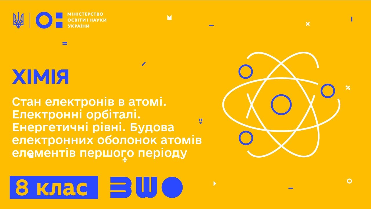 8 клас. Хімія. Стан електронів в атомі. Електронні орбіталі. Енергетичні рівні та підрівні