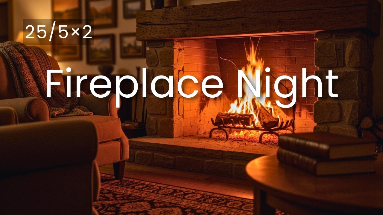 【2時間】夜の集中ポモドーロ25/5｜Fireplace Night – Cozy Deep Focus Study BGM