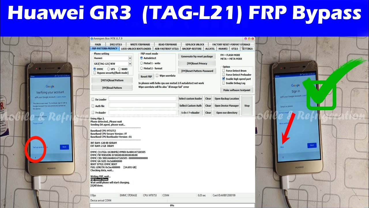 Huawei GR3 (TAG-L21) FRP Bypass UMT Avengers MTK