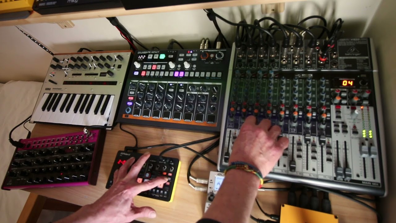 NIGHT VISIONS. Piano House jam with Roland P-6, Korg Monologue, Drum Brute Impact, Behringer Edge.