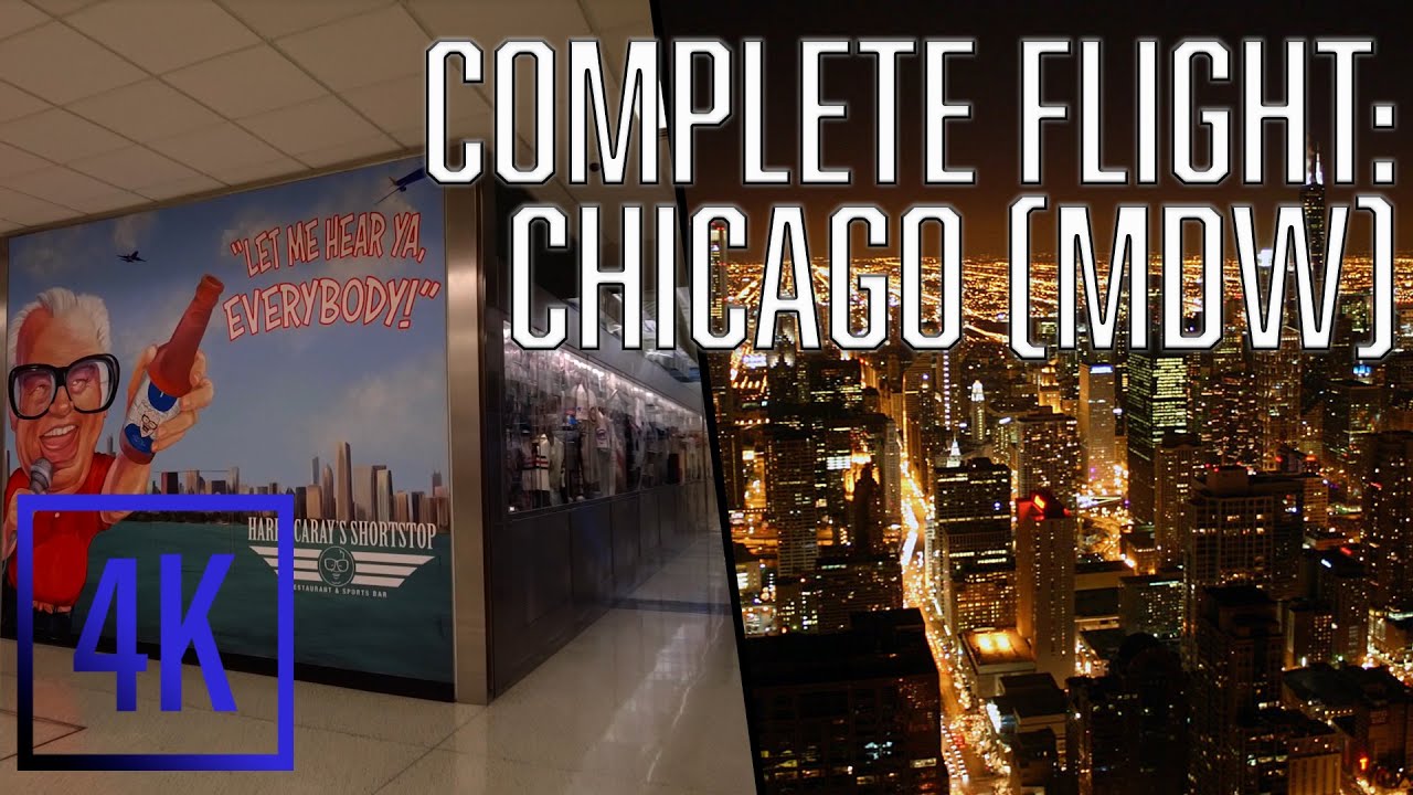 COMPLETE Night Airport & Flight Ambience | Chicago Midway International (MDW) | Takeoff & Landing