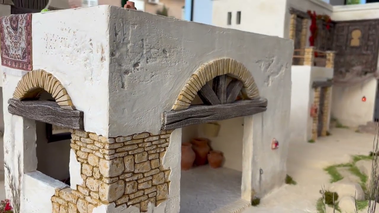 Belen construido con medidas de 4,5 metros por 2,5 metros. Para figuras de 24 cm. y visto en 4D