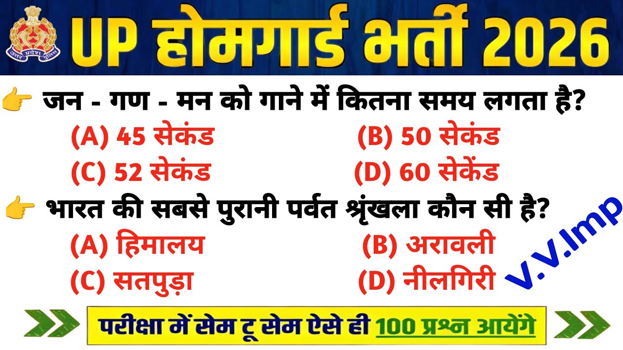 UP Home Guard भर्ती 2025 | UP GK Top 100 Questions | UP Gk Previous Year Questions Paper | Day's 368