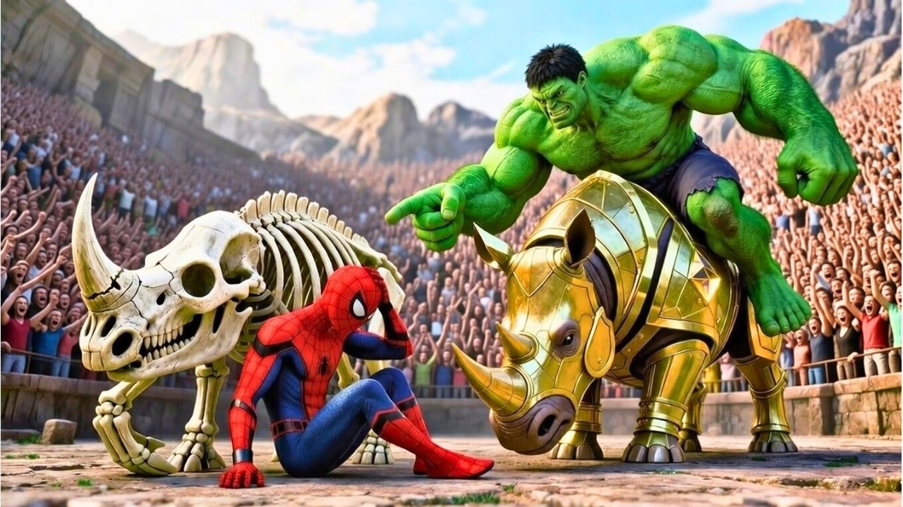 🕷️ 🦏SPIDERMAN Wins The Magic Legendary Rhino Racing Championship | Epic Racing Challenge