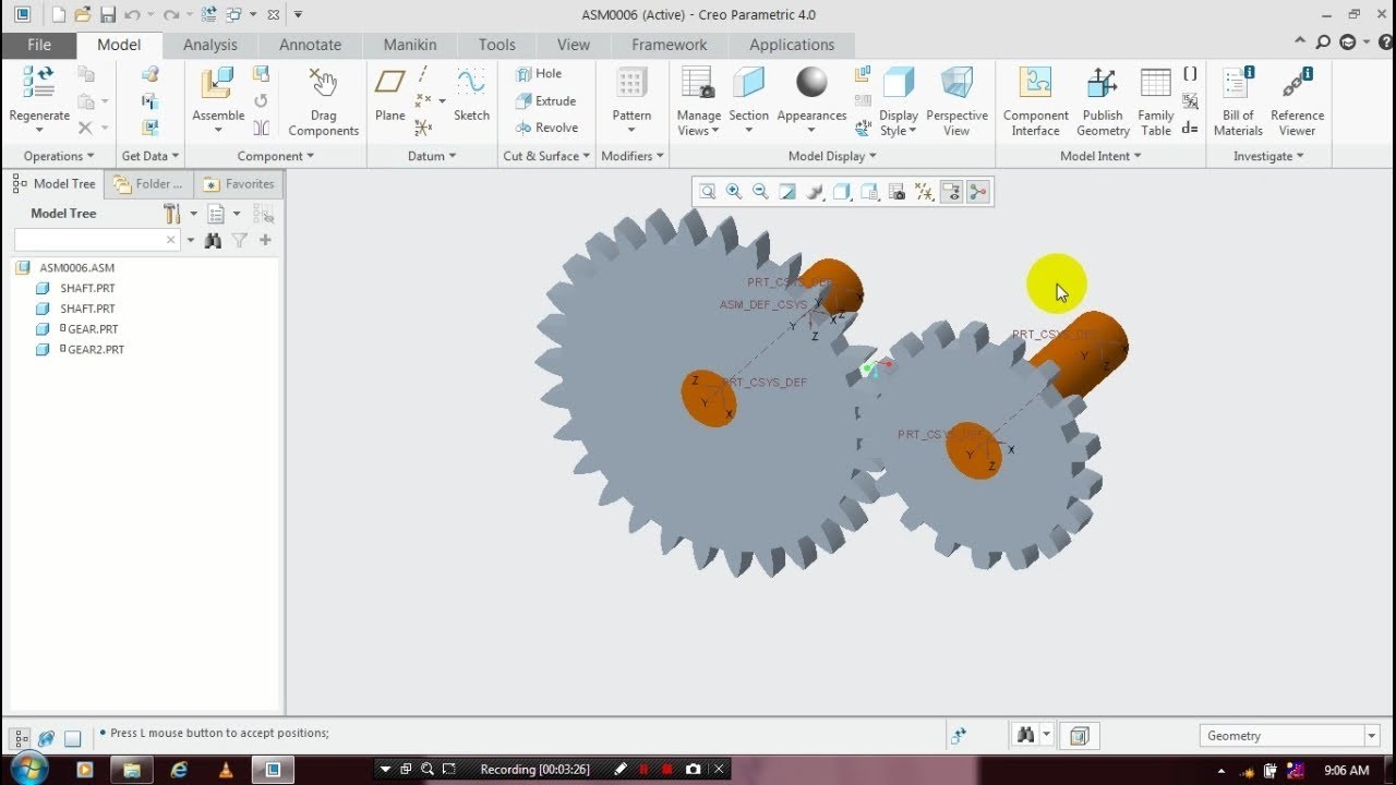 GEAR MECHANISM ANIMATION IN CREO 4.0/3.0/2.0