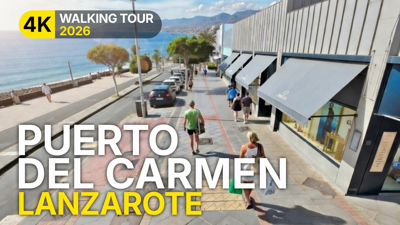 Puerto del Carmen 2026: Relaxing 4K Walking Tour Lanzarote Beaches & The Strip | No Talking POV