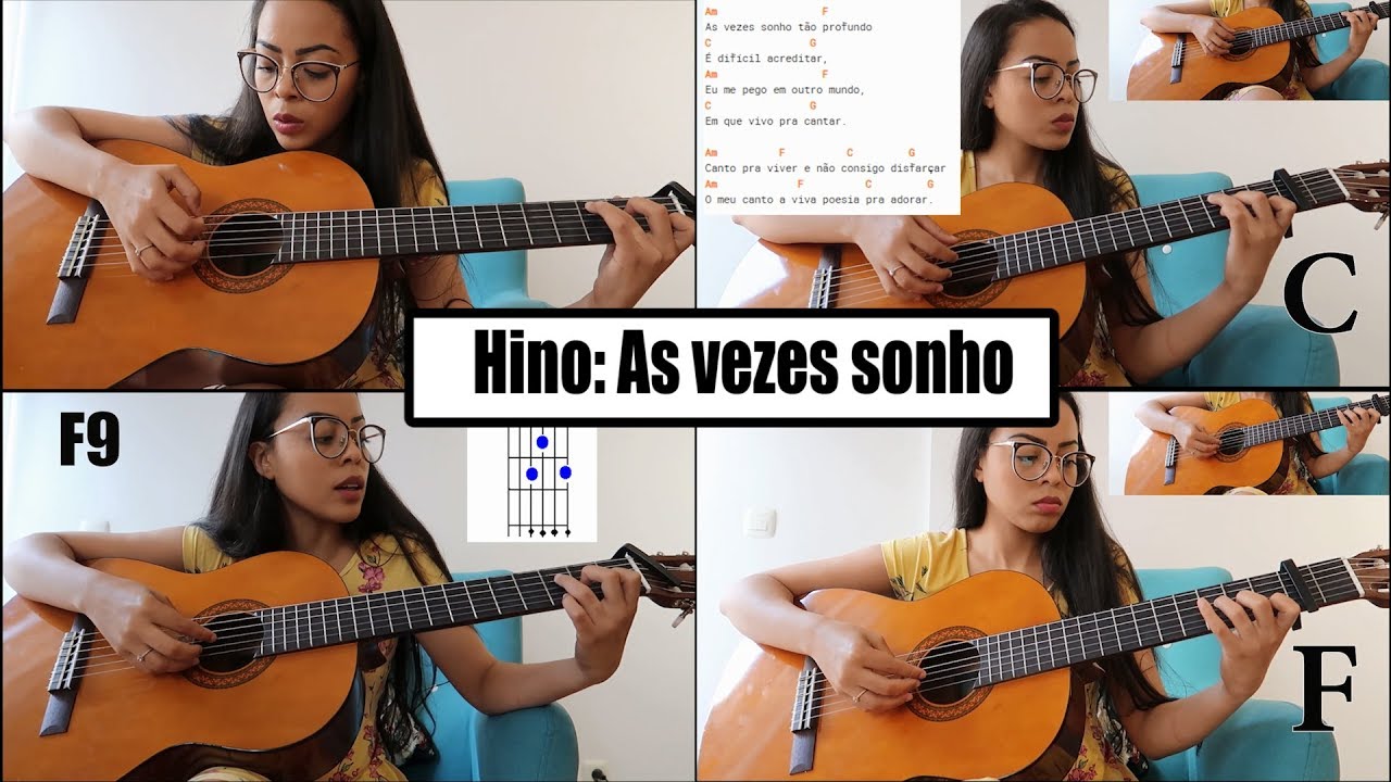 Hino: As vezes sonho/ Aula de violão/ dedilhado e batida/ ccb (Aula 10)