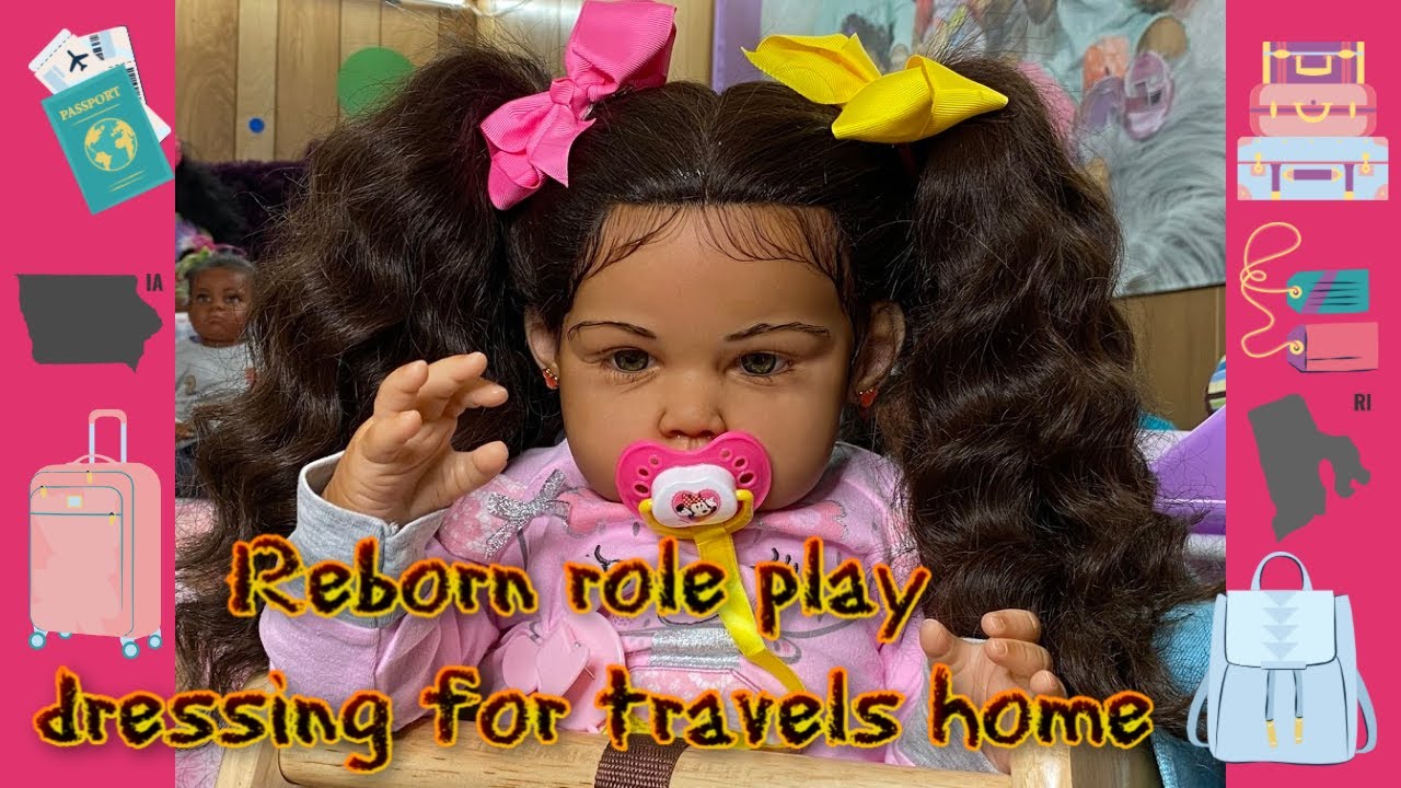 Reborn baby role play dressing for travels home