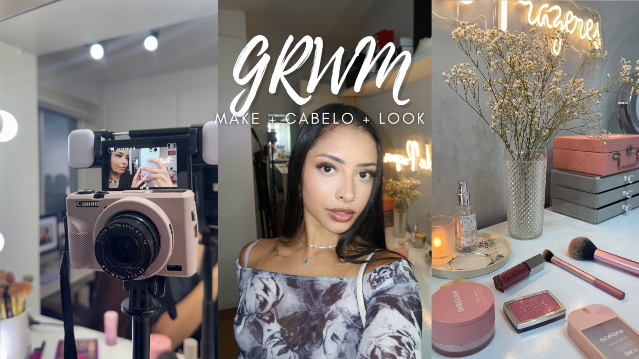 GRWM- SE ARRUME COMIGO PÓS ACADEMIA, CABELO, PELE BEM FEITA, MAKE E LOOK!