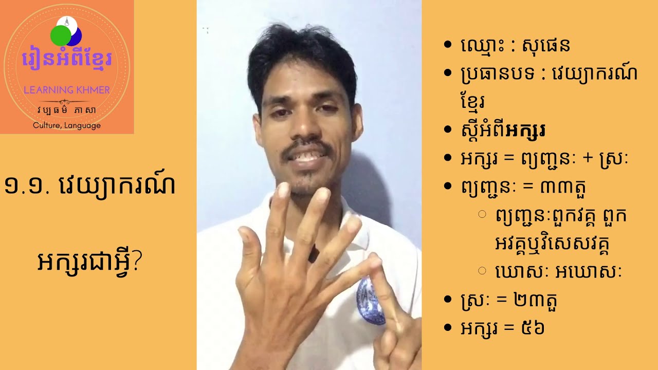 ០១.១. វេយ្យាករណ៍ខ្មែរ-អក្សរជាអ្វី?_01.1. Grammar Khmer-What is Khmer letters?
