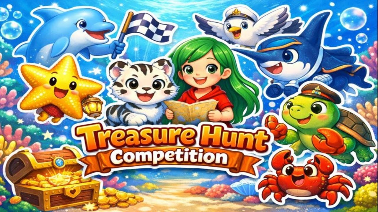 Anny And Nika : Treasure Hunt Competition 🐟🏆🗺️🐯👧 | 3D Kids Animation