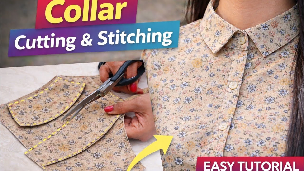 Shirt Collar Cutting and Stitching | Straight Coller Easy Method 