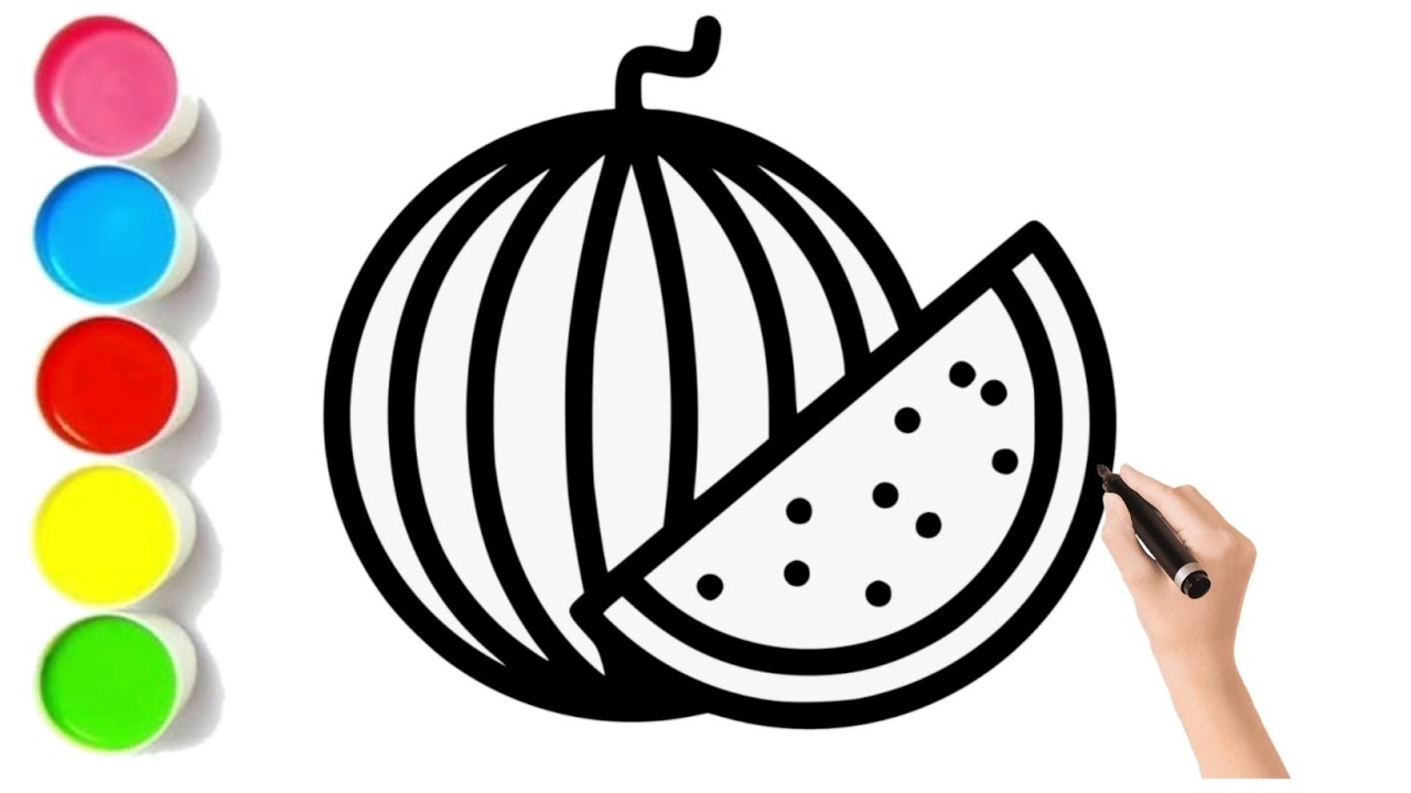 How to draw watermelon🍉. #coloring #drawing #watermelon