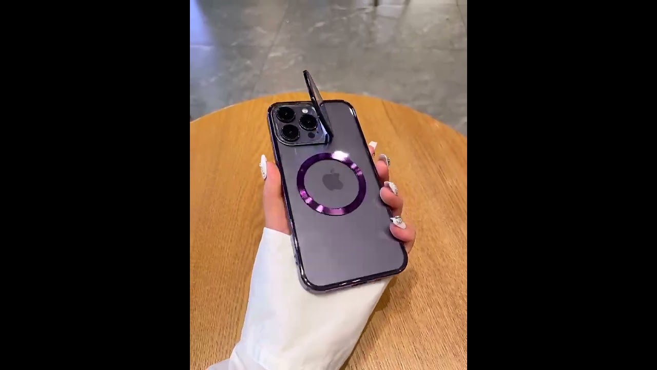 IPhone 14 Lens Bracket Plating Transparent Magnetic Phone Case