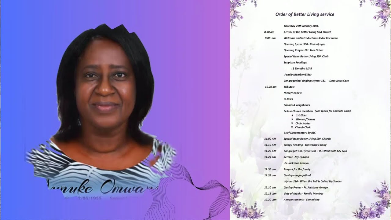 CELEBRATION OF LIFE/YUNIKE OMWANZA/1955-2026