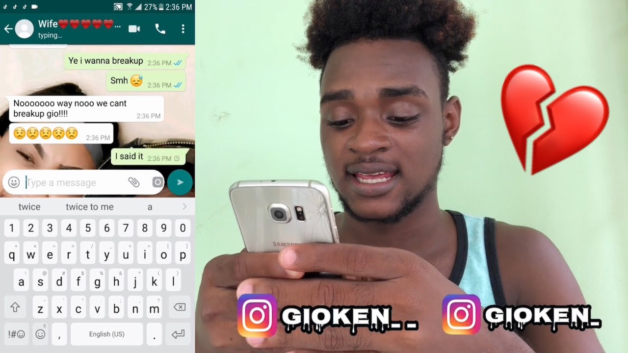 BREAKING UP WITH GIRLFRIEND THROUGH TEXT PRANK *SHE CRIES*💔😭
