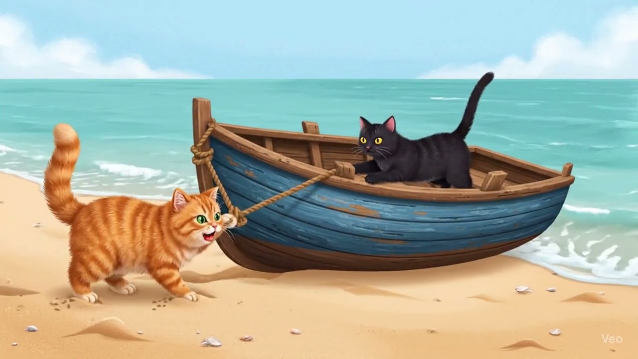 Funny Cats Doing Woodworking – Cute & Creative🌙Cat Family Dinner on the Beach Under the Moonlight