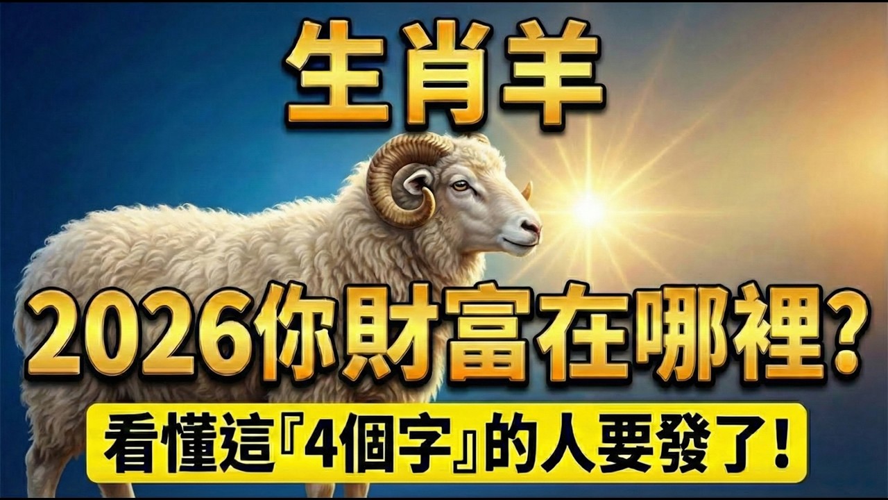 驚天反轉！生肖羊，別再瞎忙了！你2026年的財富根本不在工作裡，而在這『四個字』裡？看懂的人都要發了！#2026生肖羊運勢 #屬羊2026運勢 #財運 #屬羊 #生肖羊 #風水 #招財 #丙午馬年