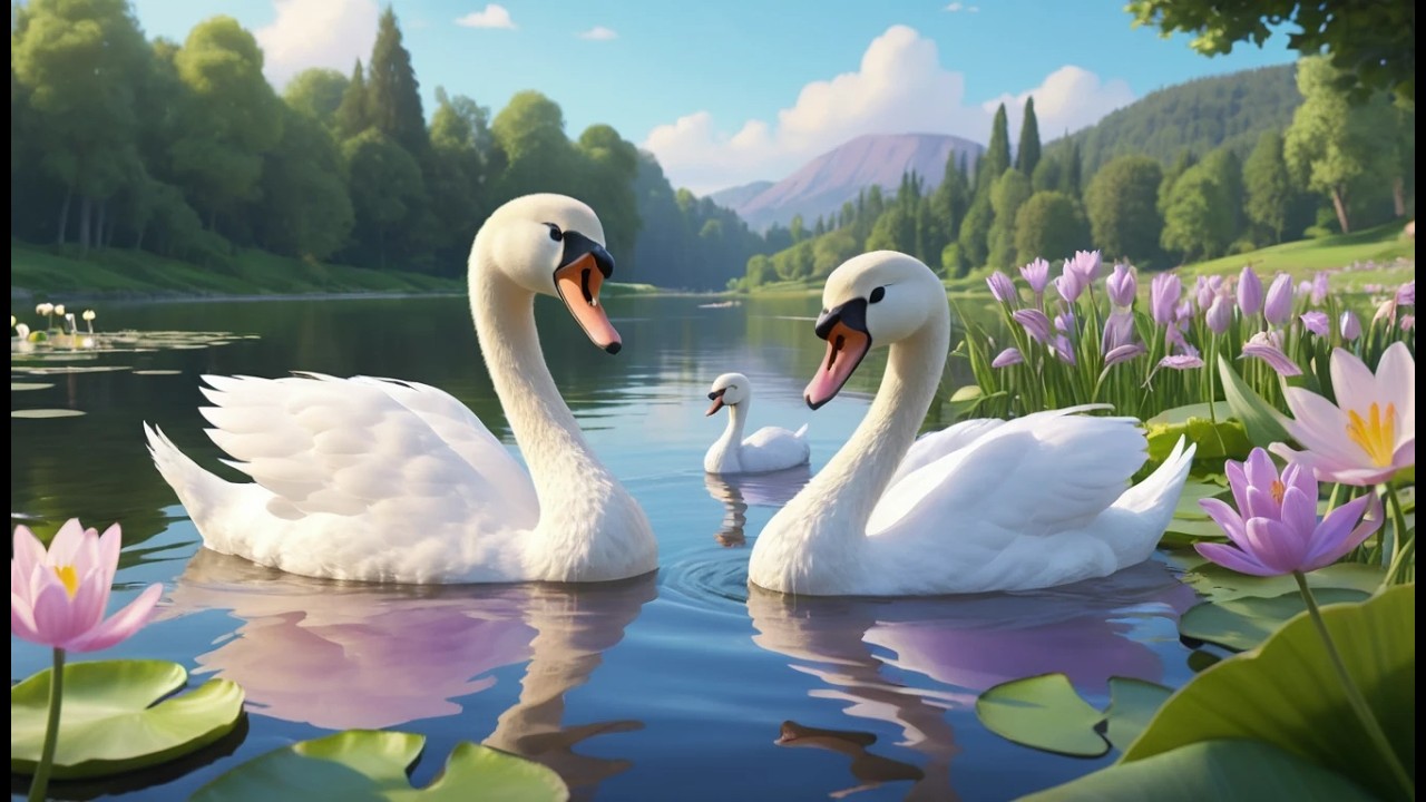 Five Little Swans Glide Glide Glide | Graceful Animal Songs & Counting for Kids