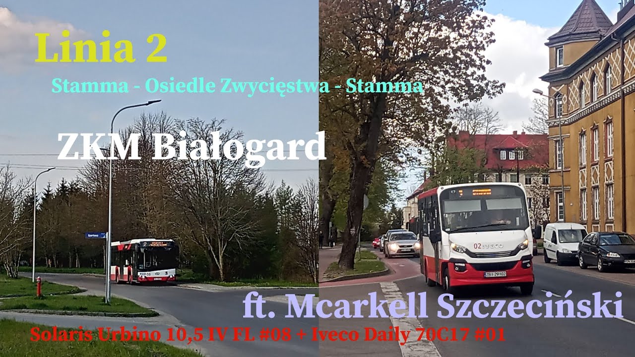 Linia 2 Białogard Stamma - Osiedle Zwycięstwa - Stamma SU10,5 #08 + Iveco Daily 70C17 #01 ft.Mcarkel