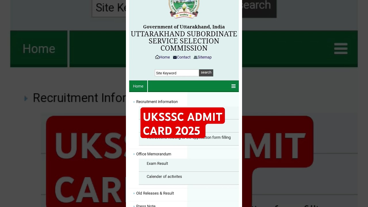 UKSSSC ADMIT CARD DOWNLOAD 2025 #uksssc